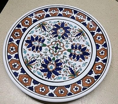 Vintage Handmade & Painted Plate Wall Hanging Decoration from Greece - 10x10''