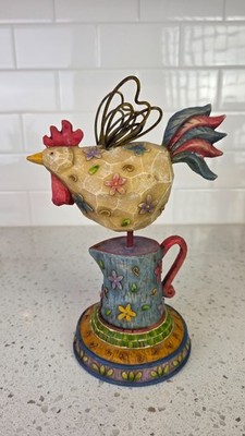 Vtg Country Clutter Rooster Chicken Resin Statue Whimsical Fantasy 9.75''