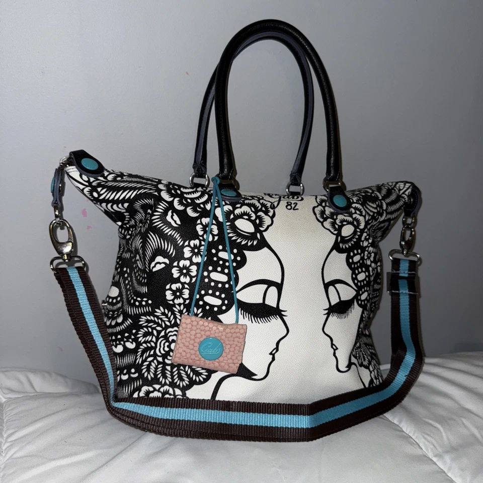 GABS 82 Convertible G3 Large Black White Tote Boho Shoulder Bag Profili B / N - Image 2 of 4