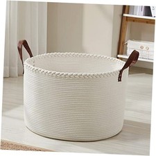 XLarge Round Cotton Rope Storage Basket Bin Organizer 21 x 21 x 14 Cream