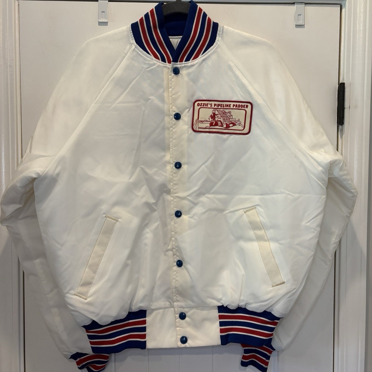 1980's Eagle Athletic Manufacturing Mens Baseball Jacket Ozzies Pipeline Large View 2