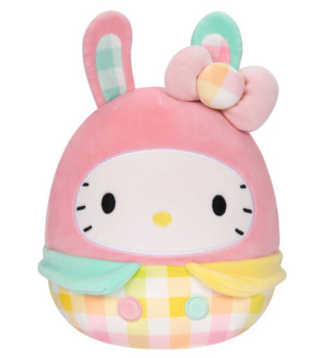 Squishmallows Sanrio Hello Kitty Easter Bunny Gingham Pastel 8'' Plush
