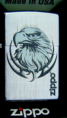 Original Zippo Feuerzeug Eagle / Adler Benzinfeuerzeug  Linen Wave Lighter  NEU