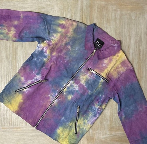 Mens Jacket Harrington Medium Tie Dye Multi Coat Bomber RRP £60 Boohoo Man - Picture 4 of 12