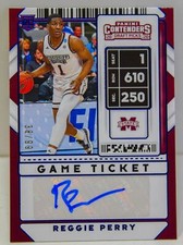 Reggie Perry RC 2020 Contenders Draft Picks Auto Blue Game Ticket Card 38/99 SP