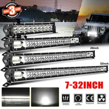 Dual Row 7"14"20"26"32" LED Light Bar Spot Flood OFFROAD UTE ATV 4X4 4WD SUV UTV