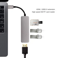 USB Type C to HDMI HDTV TV Cable SD/TF Adapter Converter For USB-C Phone Tablet