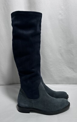 Ecco Women Sock Boots Knee High 38 EU/ 7-7.5 US Leather Pull On Blue $250