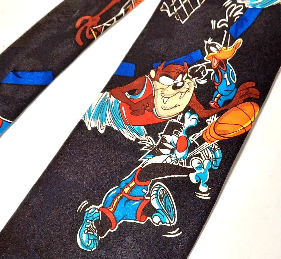 Corbata de baloncesto vintage 1993 Looney Tunes Mania Pre-Space Jam película 58" Foto 3 de 4