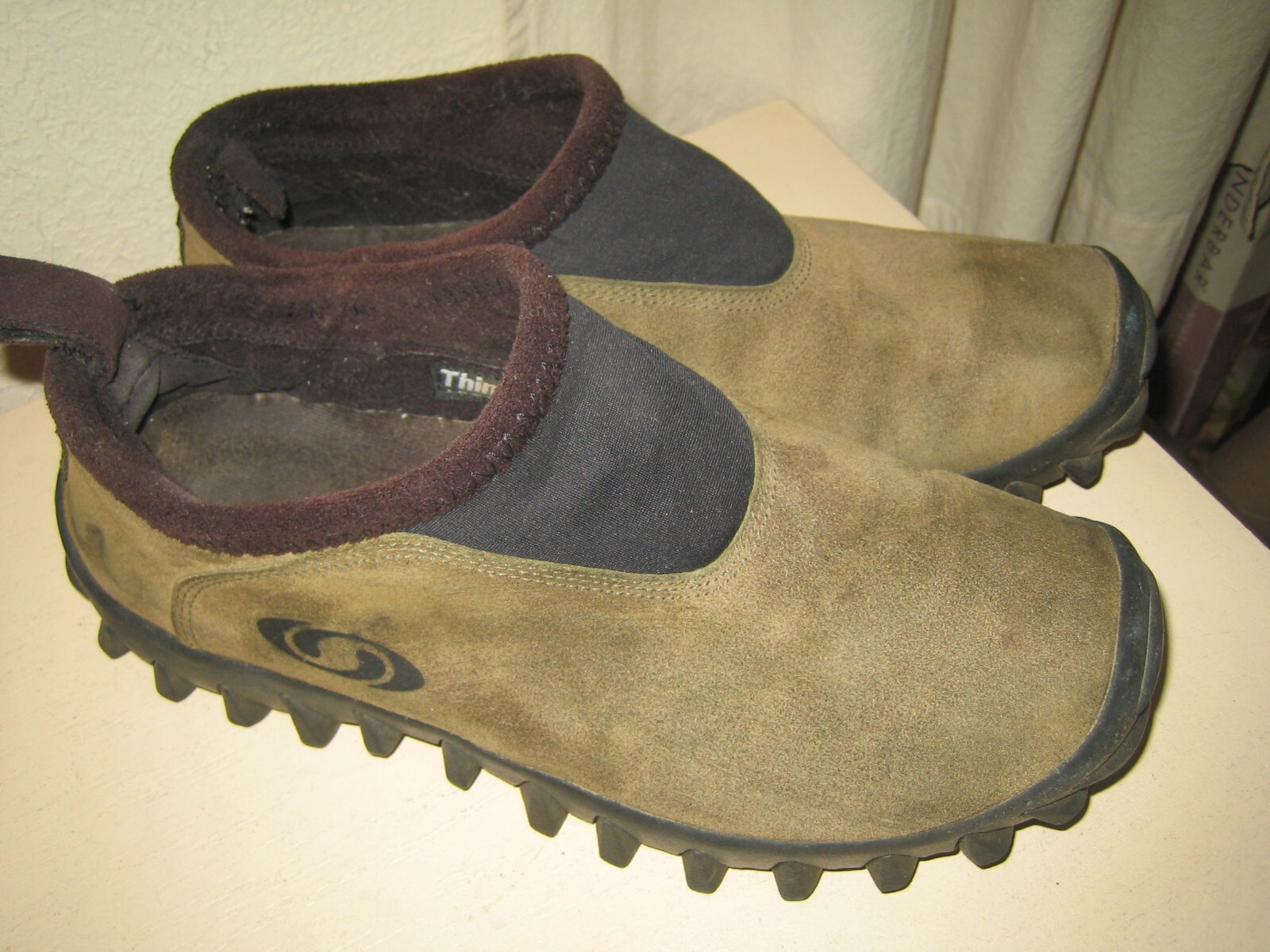 Scarpe vintage Salomon donna taglia 9 5 CONTAGRIP CX escursionismo neve slip on pelle scamosciata sottile