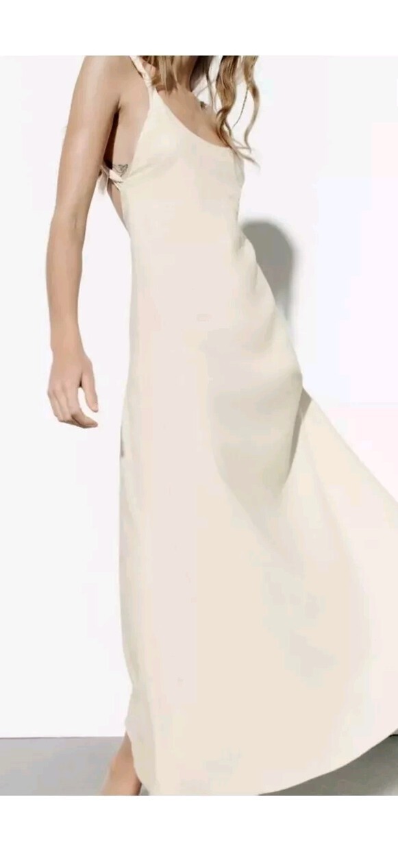 NEW ZARA 2023 ECRU TWIST LINEN BLEND LONG DRESS SIZE  M 2918/215 RARE image 7