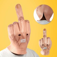 Halloween Funny Bizarre Despise Middle Finger Full Head Latex Mask Costume Props