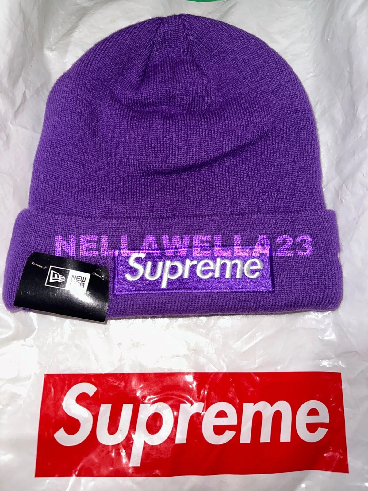 FW16 SUPREME NEW ERA BOX LOGO BEANIE VIOLET 2016 automne hiver envoi rapide