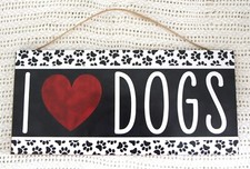 I Love Dogs Sign, 12  x 6  Wood Wall Hanging Decor
