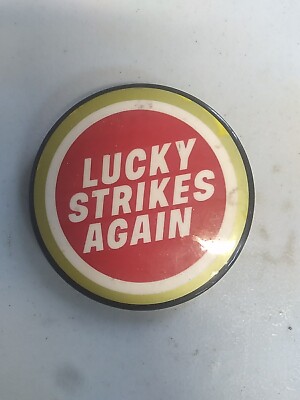 cigarette button Vintage Lucky Strikes Again Cigarette Tobacco Advertising Pinback Button  Pin