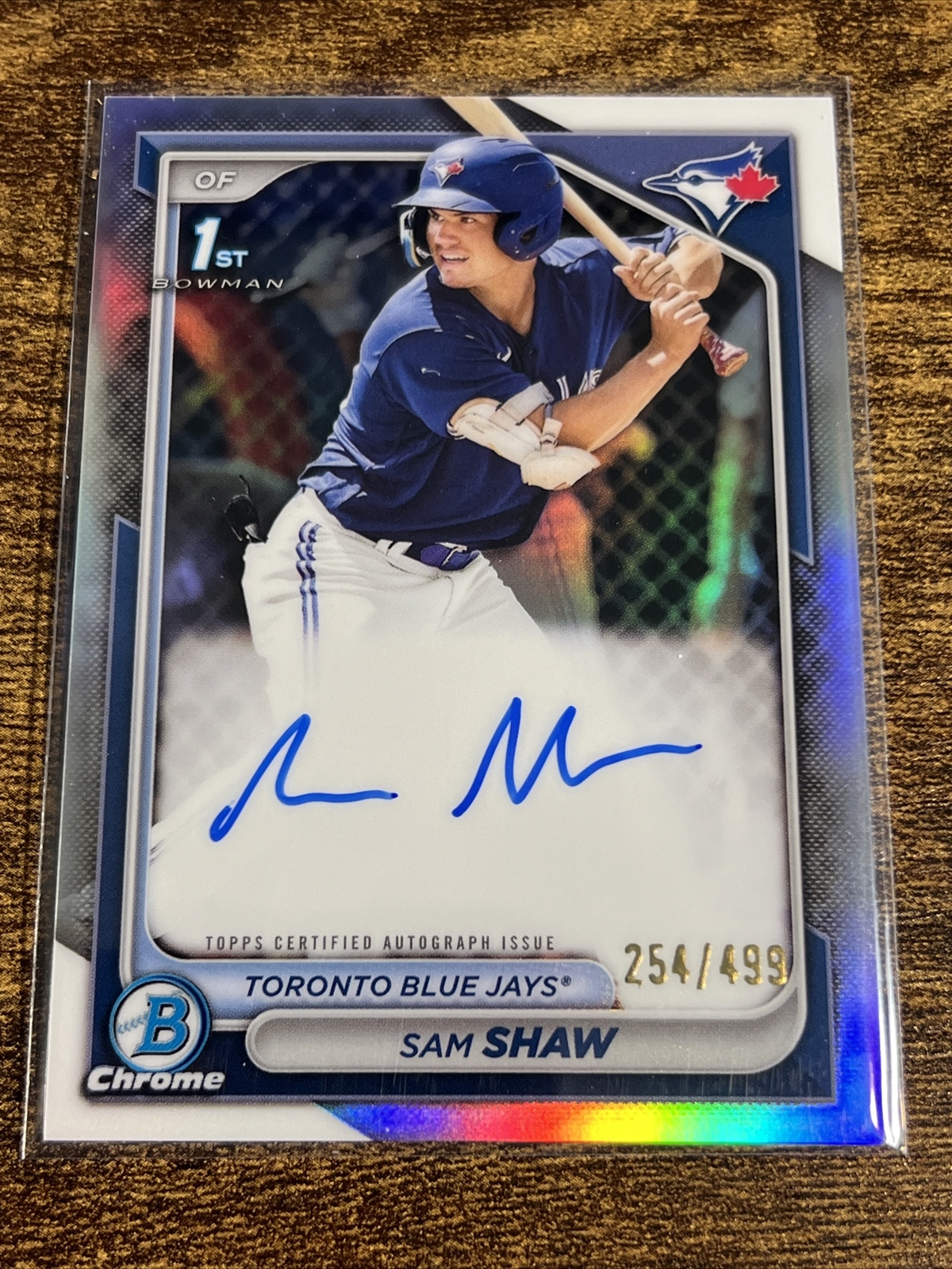 2024 Bowman Chrome Sam Shaw Refractor 1st Auto /499 #CPA-SS Blue Jays