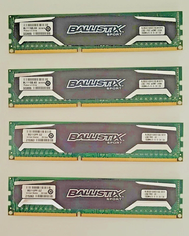 Crucial BALLISTIX Sport 32GB - 4x 8GB DDR3 16000MHz and 1333MHz UDIMM GAMING - Image 2 of 4