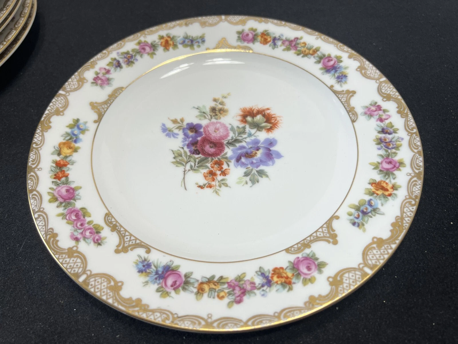 10 Royal Bayreuth ROB41 DRESDEN FLOWERS Gold Lace Luncheon Cabinet Plate ANTIQUE - Picture 8 of 14