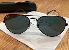 Ray-Ban RB3025 Polished Black 58mm AVIATOR Pilot Unisex Sunglasses Perfect 