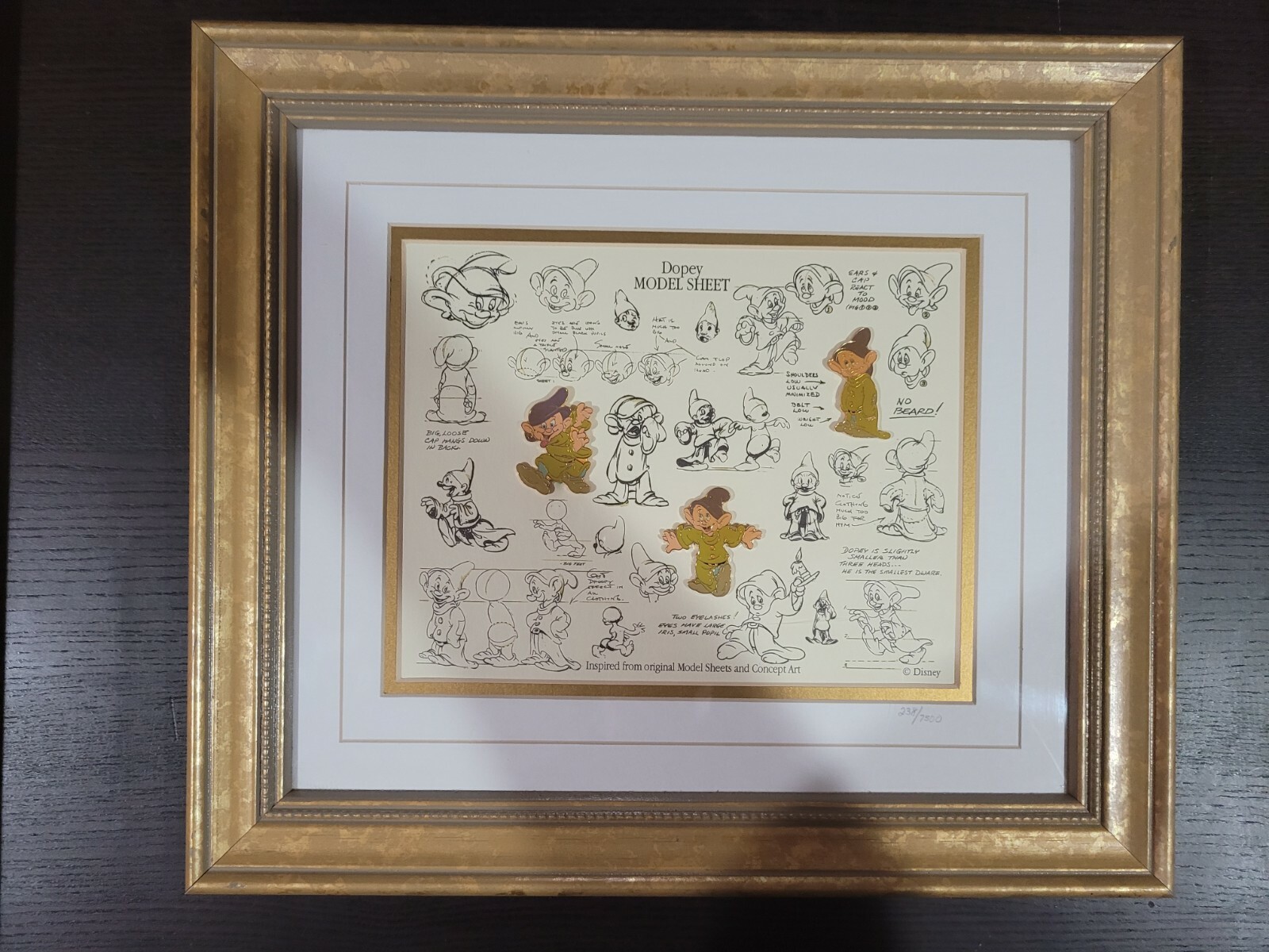 DOPEY MODEL SHEET AND LIMITED EDITION PIN SET
