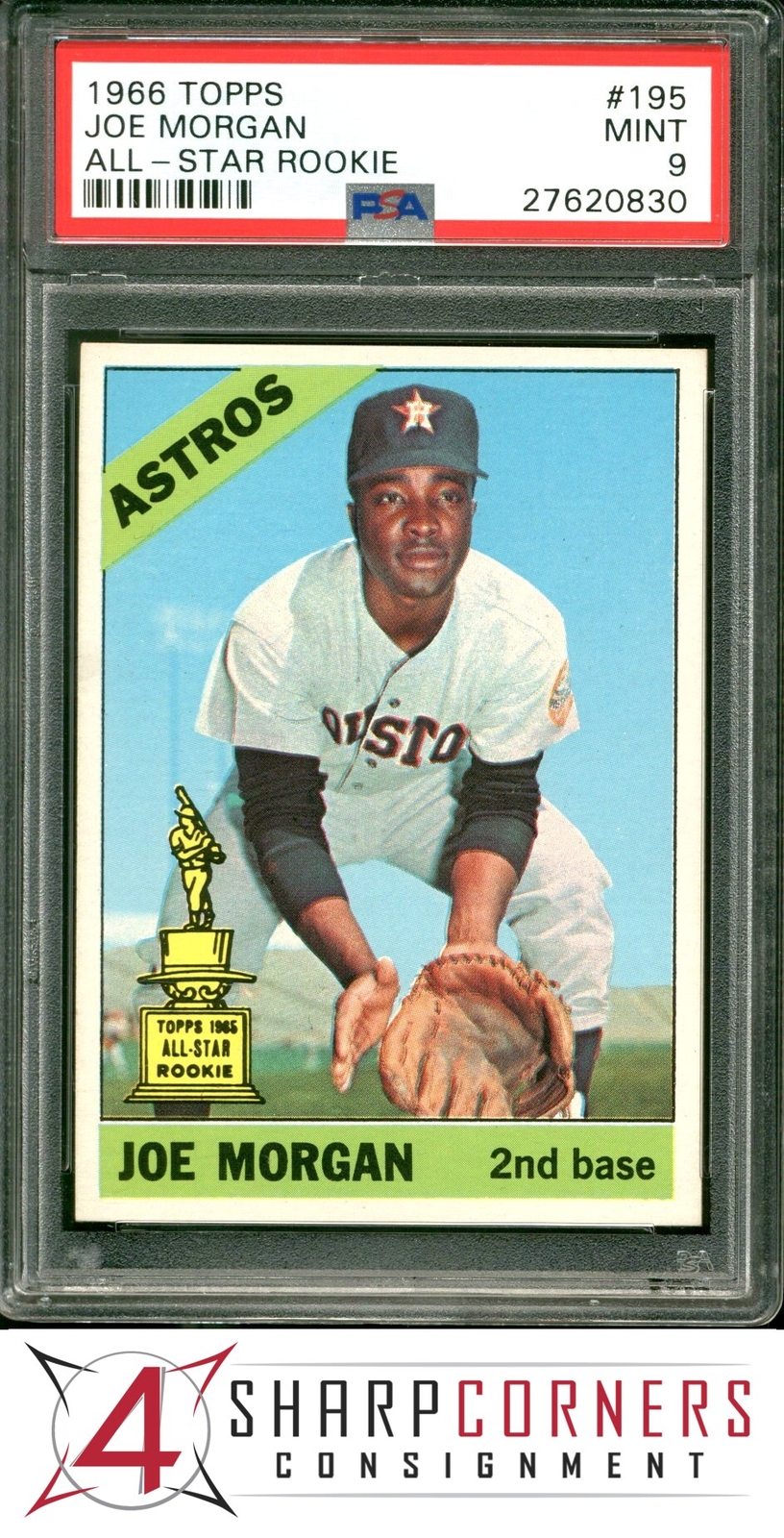 1966 TOPPS ALL-STAR ROOKIE #195 JOE MORGAN ASTROS HOF PSA 9