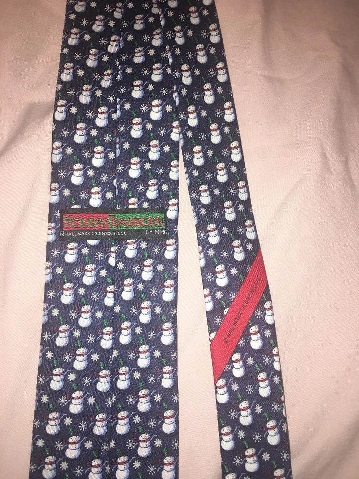 "Corbata Hoda Traditions para hombre 58"" azul con muñeco de nieve" Foto 4 de 4