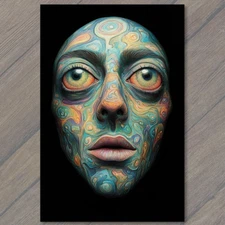 Art Print  Psychedelic Face Art Colorful Surreal Abstract Design Fantasy Strange