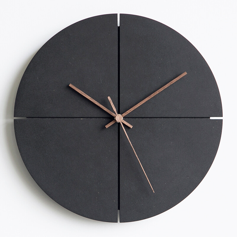 Modern Wooden Wall Clock 'Old Town', Walnut Hands, Silent Quartz Mechanism