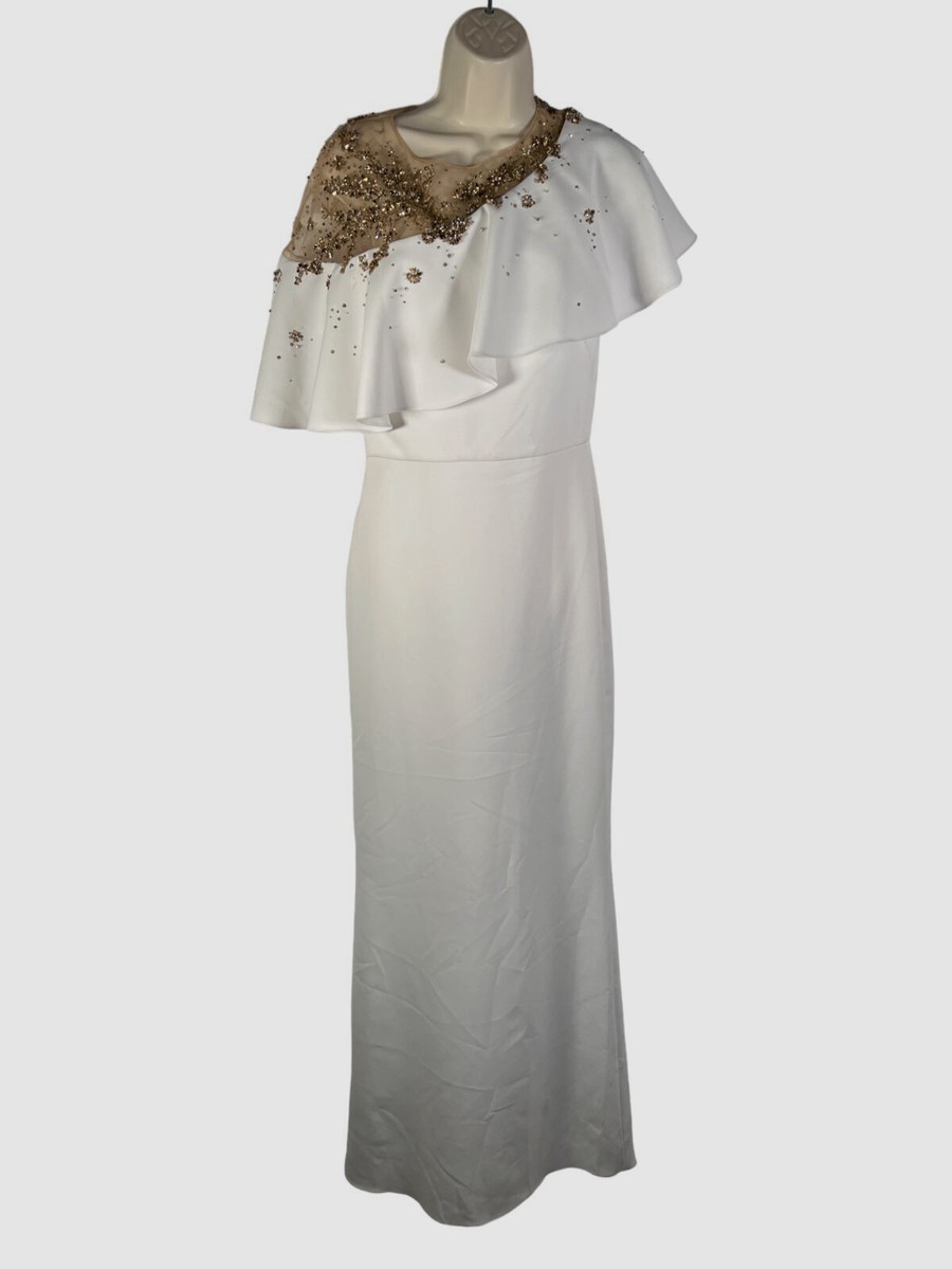 marchesa white and gold dress $4495 Women's Bead Embellished Couture Gown Size 6 wedding dress for 4'11 bride