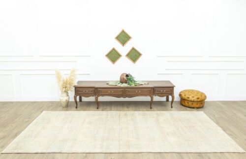 Muted rustic chic wide Turkish runner- Vintage Oushak primitive rug- 5.1x11.5 ft - Picture 3 of 13