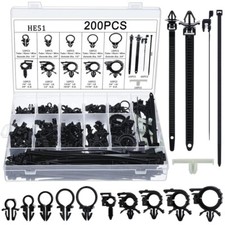 200pcs Car Wire Loom Routing Clips Push Mount Cable Tie Assortment 15 Sizes Car