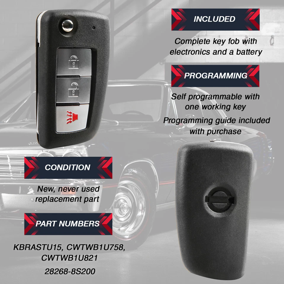 Remote 3-BTN Key Fob for 2003 2004 2005 2006 2007 2008 Infiniti FX35 KBRASTU15 - Imagem 4 de 4