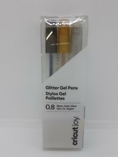 NEW 3 Pack Cricut Joy Glitter Gel Pens 0.8 mm Black Gold Silver