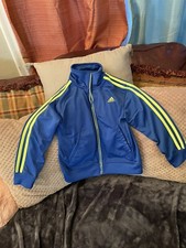 Adidas Boys Blue Track Jacket  Black Pant Taper Size 5  6.