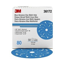 3M Hookit 36172 Blue Abrasive Disc Multi-Hole 6 in 80+ Grit 50pk