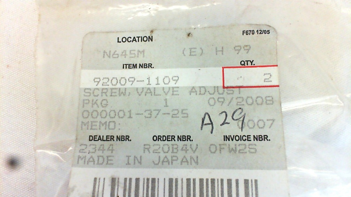 NOS Kawasaki 1986-1996 ZX600 Ninja 600R Valve Adjusting Screw