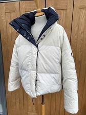 Sweaty Betty Down Fill Reversible Jacket Uk 18 Plus £295 Blue White/ivory