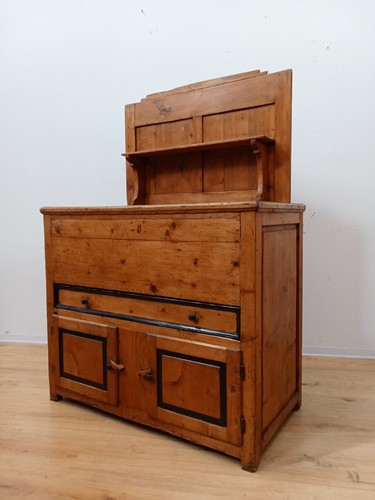 Credenza madia in abete rustica con piattaia - piano apribile - fine 800 - Foto 10 di 15