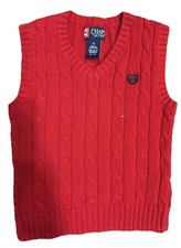 Chaps Sweater Vest Boys 4 Red V Neck Cable Knit