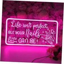  NAILS Neon Sign Nails Tech Spa Salon Studio Beauty Business Pink 3D nails