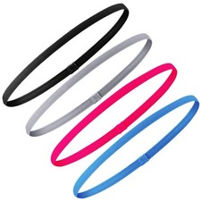 4 Pcs Elastic Sports Headbands Set Thick Non-Slip Headbands for Women and Men