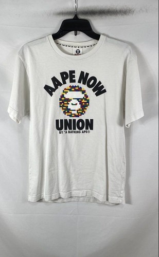 Aape By A Bathing Ape Men's White Union Pixel Ape Head Graphic T-Shirt Size M
