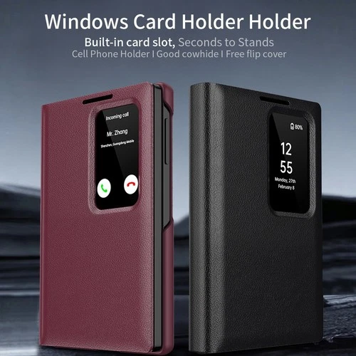 Smart View Window Flip Case For Samsung Galaxy Z Fold8 Wide , Wallet Card Cover