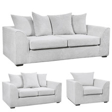 Jumbo Cord Sofa Set – 3 Seater, 2 Seater, Footstool & Matching Comfy Chair