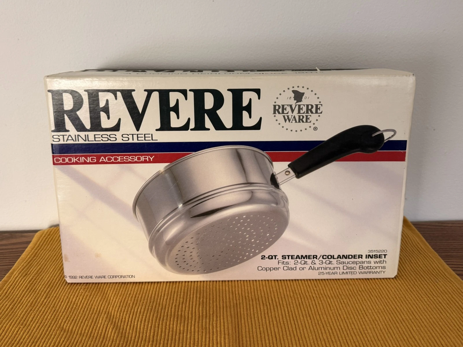 NEW NOS SEALED Revere Ware Stainless Steel STEAMER COLANDER Insert Fits 2 & 3Qt