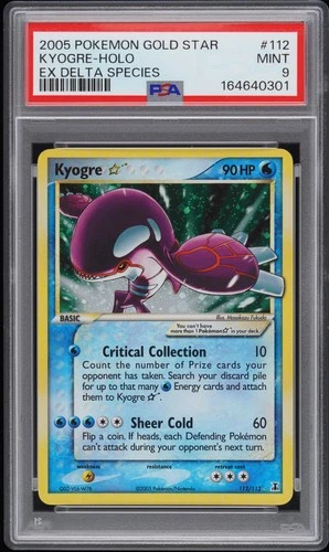 2005 POKEMON EX DELTA SPECIES GOLD STAR #112 KYOGRE-HOLO PSA 9