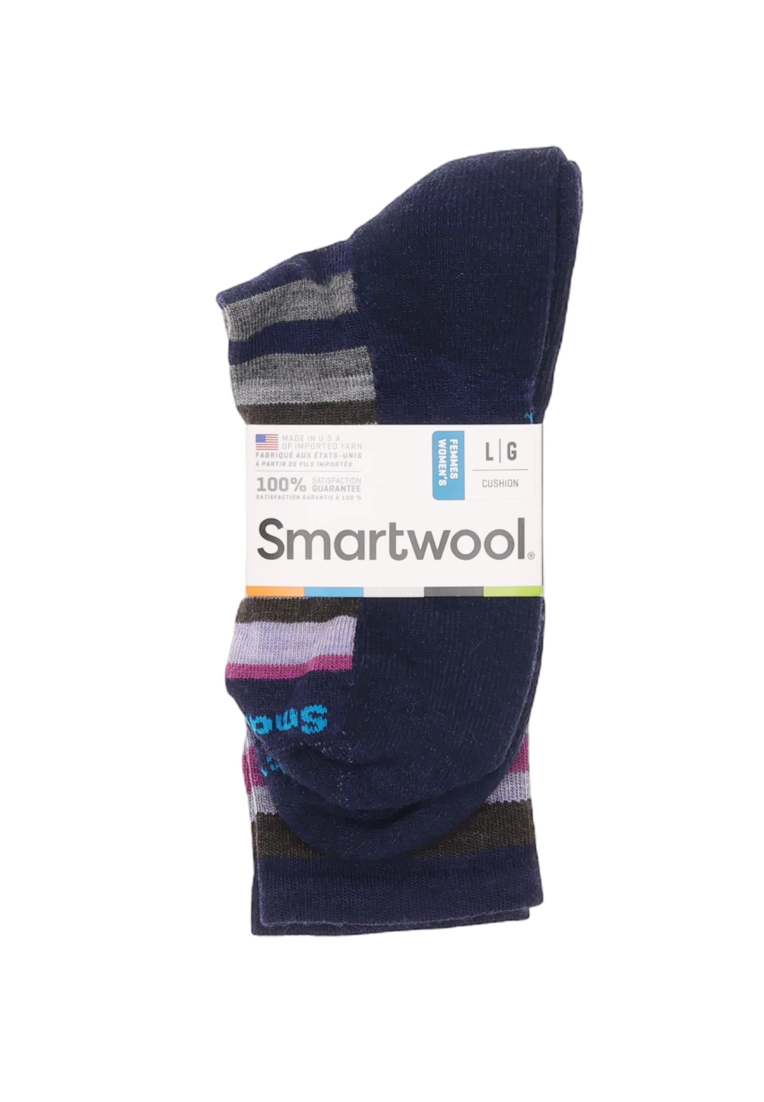 Smartwool L137843 Women's Everyday Jovian Stripe Crew Socks in Deep Navy Size L
