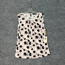 Ivanka Trump Womens Pink Floral Sleeveless Blouse Size Large Office Career