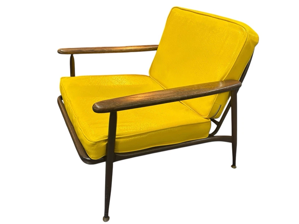 Vintage MCM Baumritter Metal & Wood PATIO Sun Porch Chair w Cushions 1960s - Image 2 of 4