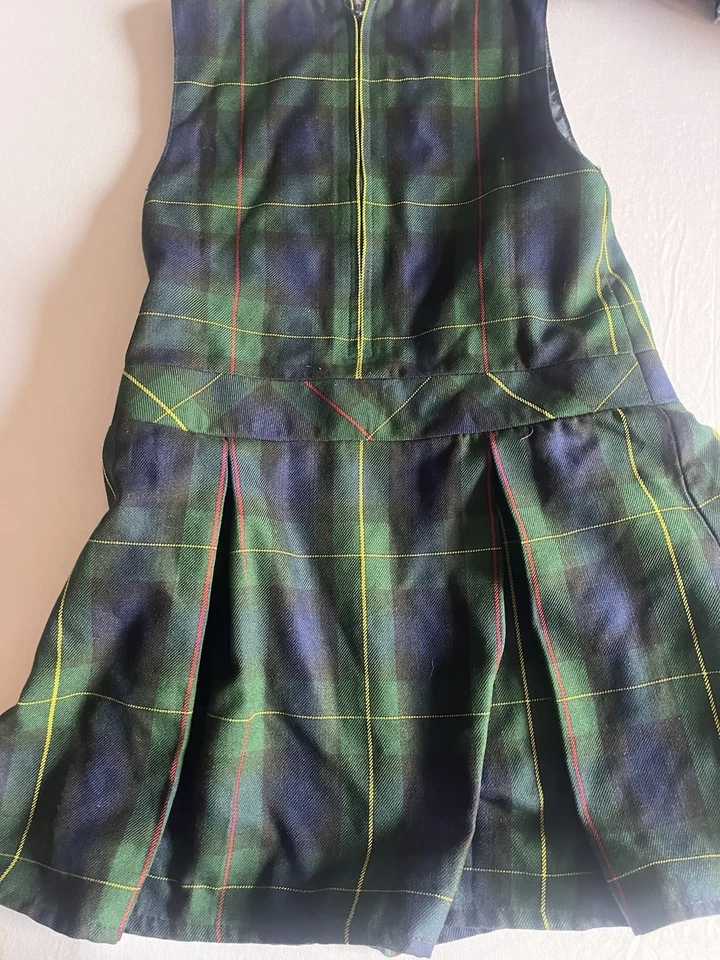 Uniforme Escolar Vestido Jersey Lands End Niñas Cuadros Cazador Verde Azul Marino Cuadros Talla 6 Foto 4 de 4